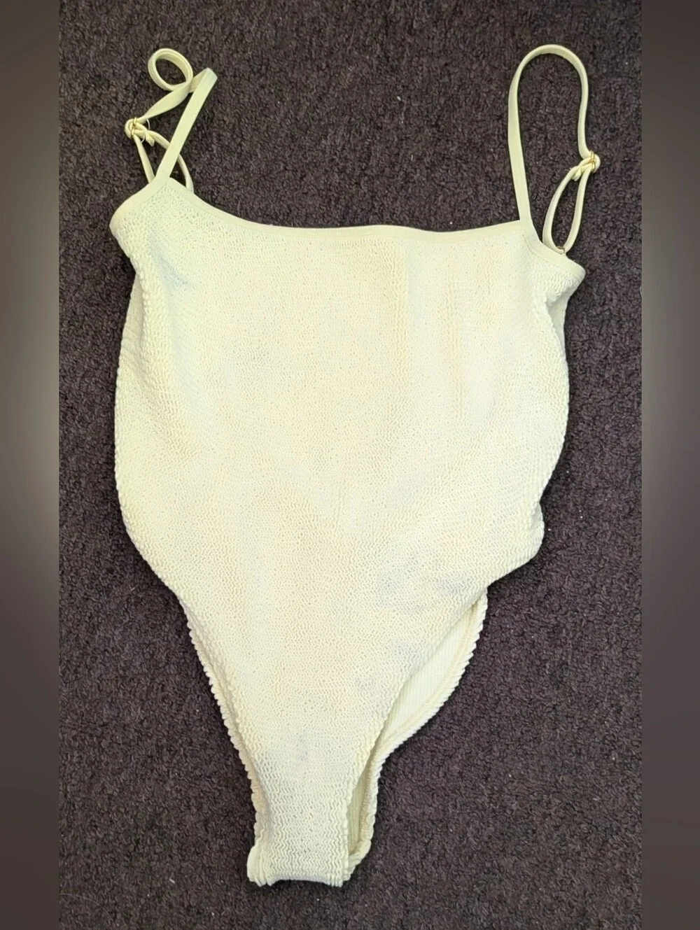Elysiian Balboa  • thin strap one piece in pastel yellow READ/STAINS